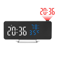 Réveil numérique moderne avec projection LED miroir sur le plafond, veilleuse murale, gradation automatique pour la décoration de bureau et de chambre