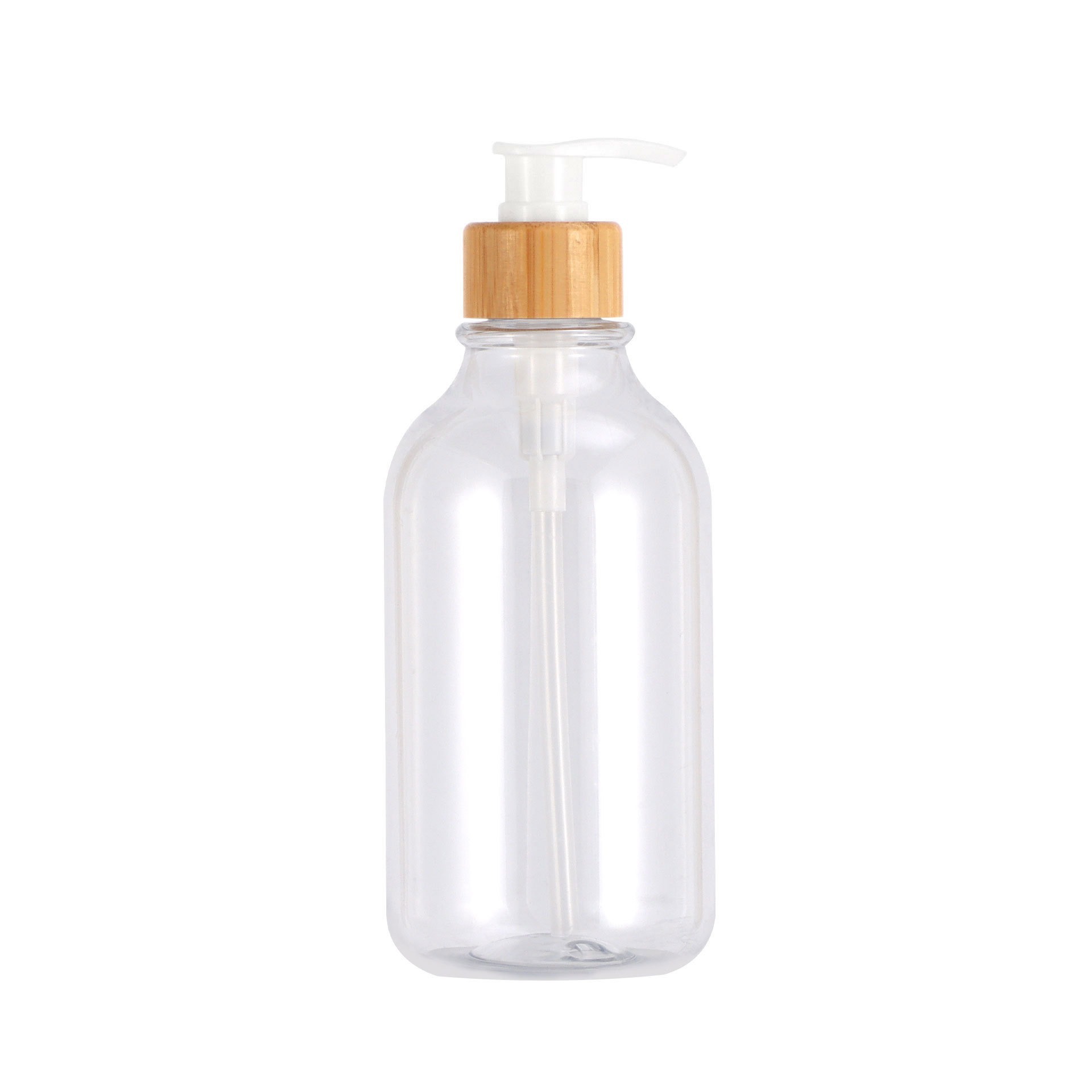 Flacon translucide brillant + pompe en bambou blanc
