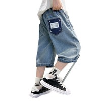 Shorts en jean de coton pour garçons, style été fin, nouvelle collection 2025, tendance, taille moyenne à grande, cool et élégant, pantacourt taille haute élastique