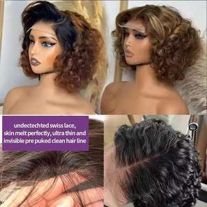 Peluca de Cabello Humano Ondulado Vietnamita Virgen con Frente de Encaje HD 4x4 5x5, Densidad 250, de Lujo, sin Pegamento, para Mujeres Negras, Peluca con Frente de Encaje Económica - Product Image 3