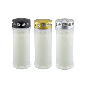 All-Weather Black Silver Red Lid Vigil Cemetery <b>Candle</b> Unscented White Pillar Spiritual <b>Candles</b> - Product Image 6