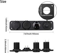 Prise de panneau USB 12V 4-en-1 avec chargeur USB double, interrupteur à bascule, allume-cigare de voiture et voltmètre numérique pour voiture, bateau, camion, camping-car