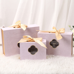 Large Size Luxury Velvet Cardboard Pink Gift Boxes for Gift Set