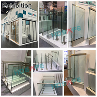 Système de balustrade en verre trempé sans cadre HDSAFE pour villa contemporaine, avec profilé en U en aluminium pour terrasse, escalier et balcon