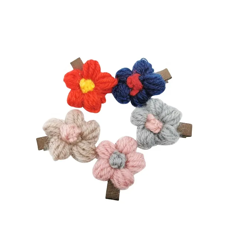 Graffette a forma di fiocco composto da Mini fiocchi all'uncinetto con fiocchi lavorati a maglia Clip di fiori per bambini capelli per bambini