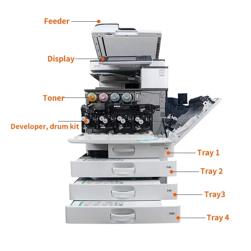 تستخدم ناسخة من آلات تصوير مستندات تجديد معدات مكاتب A3 ماسحة الطابعة ناسخة لريكو mp c4503 4502 5502 5503 3003 2000 3502