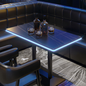 Conjunto de Mesa y Sillas de <span class=keywords><strong>Bar</strong></span> Modernas con Asientos de Cuero Sintético para Uso Comercial en Exteriores en Restaurantes y Bares - Product Image 6