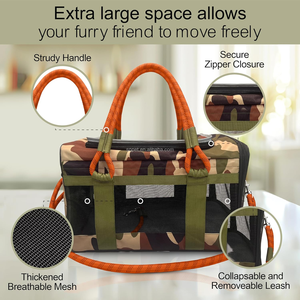 Tasma/omuz kemeri ile seyahat taşıyıcısı 2 in 1-kamuflaj ve turuncu yumuşak taraflı katlanabilir köpek <span class=keywords><strong>Pet</strong></span> seyahat taşıyıcısı - Product Image 5