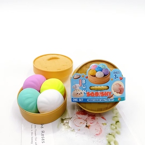 New Arrival Promotional Toy Cute Dumpling Bun Squishy Stress Ball Smile Face Steamed Bun 4pcs Set <b>Fidget</b> Toy with Steamer - Product Image 3
