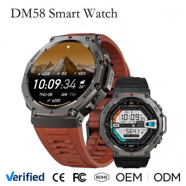 DM58 1.43 Inch AMOLED Screen Smart Watch Independent GPS Men Outdoor Sport 5ATM Waterproof Altimeter Compass Android Smartwatch