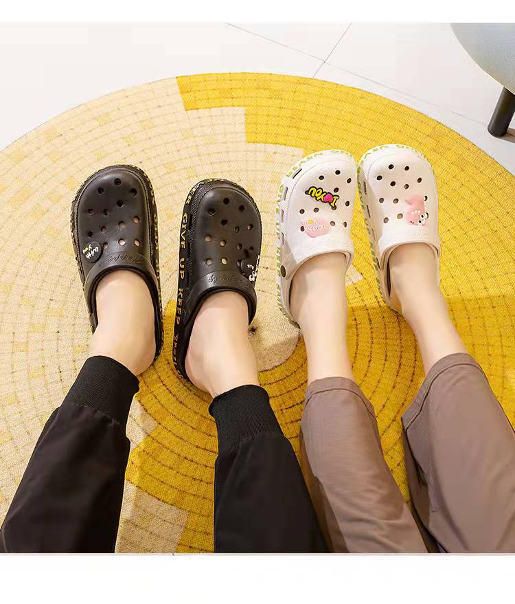 Summer Beach Flip Flop heart printed EVA Upper Slippers Sandals Unisex Clogs Hole shoes
