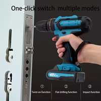 Perceuse électrique multifonction rechargeable au lithium, kit de perceuse à percussion transfrontalière avec fonction de perçage puissant pour le commerce extérieur