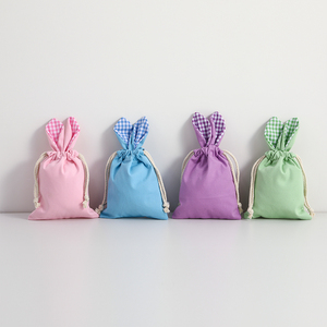 Wholesale <strong>Easter</strong> Basket Decoration Drawstring Kids <strong>Easter</strong> Pouch Gingham Bunny Candy Gift <strong>Bag</strong> - Product Image 5