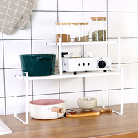 Étagère de rangement pliable en métal pour la cuisine, à double niveau, multifonctionnelle, pour assiettes et bols
