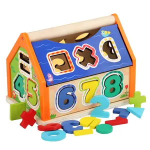 2024 New Digital Shape Dollhouse Wooden Toys Early Education Enlightenment Cognition Puzzle Game For Kids