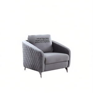 Poltrona Sofia da 36 Pollici in Velluto Grigio, Moderna e Chic per Soggiorno - Product Image 1