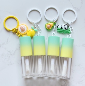 Tùy Chỉnh Gradient Màu Bàn Chải Lớn Trong Suốt 4Ml 6Ml Lip Gloss Ống Nhựa Vòng Rỗng Lip Gloss Container Với Móc Chìa Khóa - Product Image 5