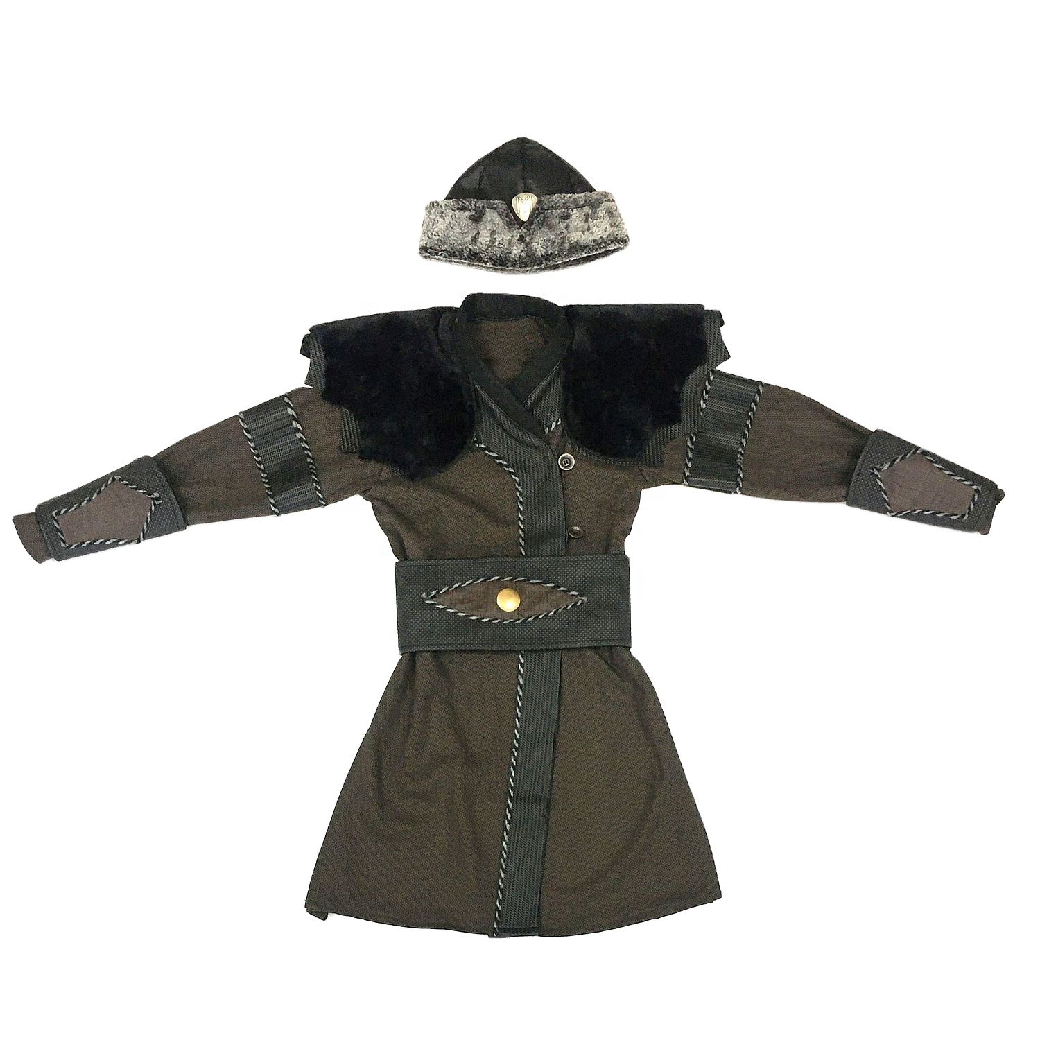 Traditional Handmade Ertugrul Gazi Costume for Kids - Brown Leather &  Cotton Dress, Ideal for New Year Celebrations