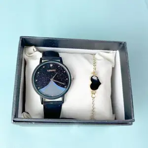 Jam tangan bisnis wanita, set perhiasan arloji quartz kombinasi Aloi untuk perempuan