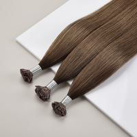 Extensioni per capelli con cheratina indiana K-Tip all'ingrosso, vergini, a doppia trama, naturali, 100% capelli umani, con punta piatta per fusione