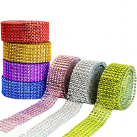 Rubans en maille en gros pour mariages et fêtes, rubans en maille rose et bleu avec strass pour la décoration de gâteaux, rubans en maille cristal