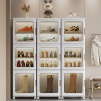Vente en gros de boîtes de rangement pliables durables en PP PET boîte à chaussures magnétique transparente organisateur roues armoires empilables pour jouet