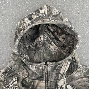 高品質カスタム迷彩柄プルオーバーパーカー デジタルプリントリアルツリーカモフラージュジッパー付きメンズパーカー キュービック刺繍入りパーカー - Product Image 4