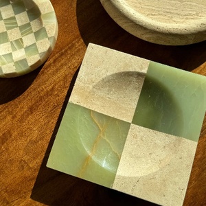 Elegante exquisita decoración muebles tablero de ajedrez-como interfase travertino Jade bandeja para sala de estar - Product Image 4