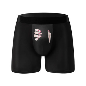 Boxers pour hommes, fins, légers, élastiques, confortables, sportifs, respirants, couleur unie, taille mi-haute, polyester et soie de lait tricotée - Product Image 3