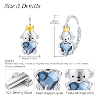 Animal Jewelry 925 Sterling Silver Heart Crystal Two Tone Monkey Pendientes de aro pequeños