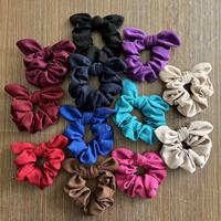Élastiques à cheveux en forme d'oreilles de lapin, en lin doux, élastiques pour queue de cheval, accessoires pour cheveux pour femmes, OEM ODM en gros