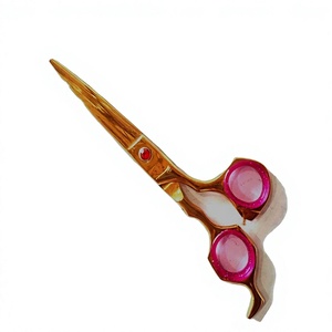Tijeras profesionales para el cabello en oro rosa, con tensión ajustable, hoja afilada de acero inoxidable, para diestros, mango largo, tijeras de barbero. - Product Image 1