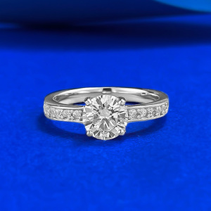 Nuevo anillo de novia de <span class=keywords><strong>diamante</strong></span> redondo con incrustaciones de cuatro garras de plata S925 de 6,5mm, joyería de boda con borde cruzado en <span class=keywords><strong>vivo</strong></span> de Libro <span class=keywords><strong>Rojo</strong></span> - Product Image 1