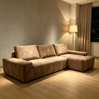 Canapé compressé style guimauve : Grand format, grand ensemble, pour appartement à plan ouvert, modulaire, roulé, canapé en mousse pure en boîte