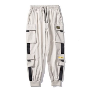 Men's Casual Hop Joggers Cargo <strong>Pants</strong> Mid Breathable Quick Dry 100% Polyester Fitness Style Straight Fabric Trousers Ribbons - Product Image 3