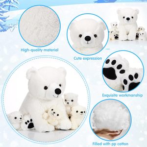Juego <span class=keywords><strong>de</strong></span> peluche <span class=keywords><strong>de</strong></span> oso polar sentado y tumbado personalizado Animal <span class=keywords><strong>de</strong></span> peluche <span class=keywords><strong>de</strong></span> oso polar <span class=keywords><strong>de</strong></span> mamá grande con 4 ositos <span class=keywords><strong>de</strong></span> peluche Peluches <span class=keywords><strong>de</strong></span> bebé <span class=keywords><strong>en</strong></span> el vientre - Product Image 6