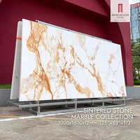 Dalle artificielle 1600x3200mm, luxe Calacatta, veines dorées modernes, dalle de marbre blanc, pierre frittée pour îlot de cuisine et extérieur