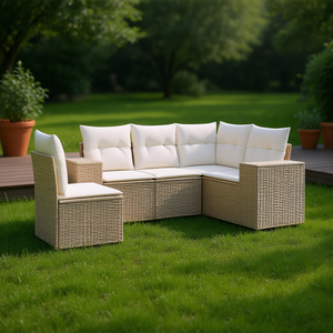 Ensemble de canapés de jardin en rotin beige 4 places, design contemporain pour l'extérieur - Product Image 2