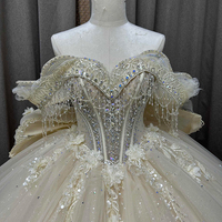 Robes de mariée de luxe en dentelle 3D avec fleurs, style princesse vintage, robes de mariée saoudiennes arabes de Dubaï, robes de mariée grande taille, robes de Quinceañera