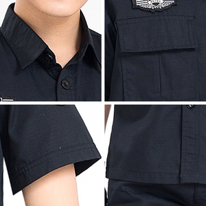 Uniforme de guardia de <span class=keywords><strong>seguridad</strong></span> y equipo de manga corta Slim-free Color sólido Moda Verde <span class=keywords><strong>Seguridad</strong></span> Escort Uniforme Camisa - Product Image 5