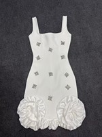 Robes Courtes Chic d'Été pour Femmes, Sexy, à Col Halter, Ornées de Perles, avec Fleurs 3D, Dos Nu, Effet Enveloppant, pour Soirées et Cérémonies, Coupe Ajustée