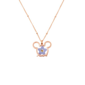 Collana Personalizzabile con Nome e Mickey Mouse, Fiori Secchi, Ciondolo in Argento 925, Gioiello alla Moda per Donne, Idea Regalo - Product Image 6