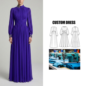 Abaya in Rete di Alta Qualità con Etichetta Privata OEM, Design Semplice, Abito Musulmano Elegante per Donne, Vestito Lungo - Product Image 1