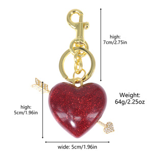 Nuevo colgante decorativo, colgante de la flecha de Cupido, llavero de aleación con corazón rojo estilo Instagram. - Product Image 2