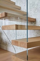 Vente en gros d'escaliers en verre de luxe modernes avec panneaux suspendus en acier, bois et pierre Designs d'intérieur de haute qualité