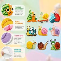 Niedliche Schnecken-Stickerei, Tannenzapfen, Muschel, Skateboard, Fliege, Blume, Kautschukblatt, Muschelschale, Aufbügel- und Aufnäh-Stickerei-Patches