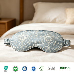 Masque pour les yeux en soie de mûrier imprimé sur mesure de luxe, 22 Momme, masque pour les yeux en soie pure pour les voyages et un sommeil confortable - Product Image 3