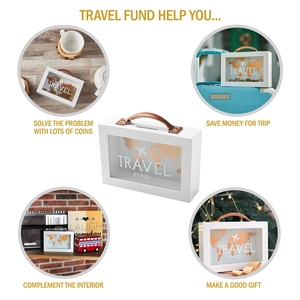 Huchas para dinero, Caja de Ahorro blanca para monedas con asa, Banco de monedas, caja de fondo de viaje para adultos, caja de dinero sombra - Product Image 6