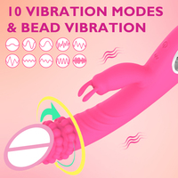 Vibrateur Lapin Rechargeable en Silicone pour Femme, Dildo Double Vibration pour Massage du Point G et du Clitoris, Jouet Sexuel Féminin