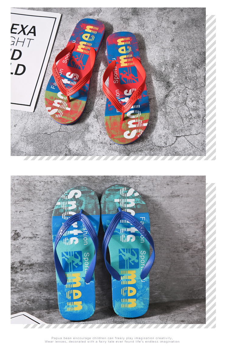 Custom Printing Rubber PE Filp Flops Two-color Monogram Print Flipflops Men Wholesale